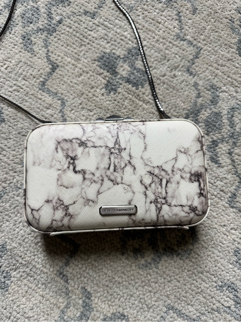 Rebecca Minkoff Marble Print White Crossbody with Chain Strap